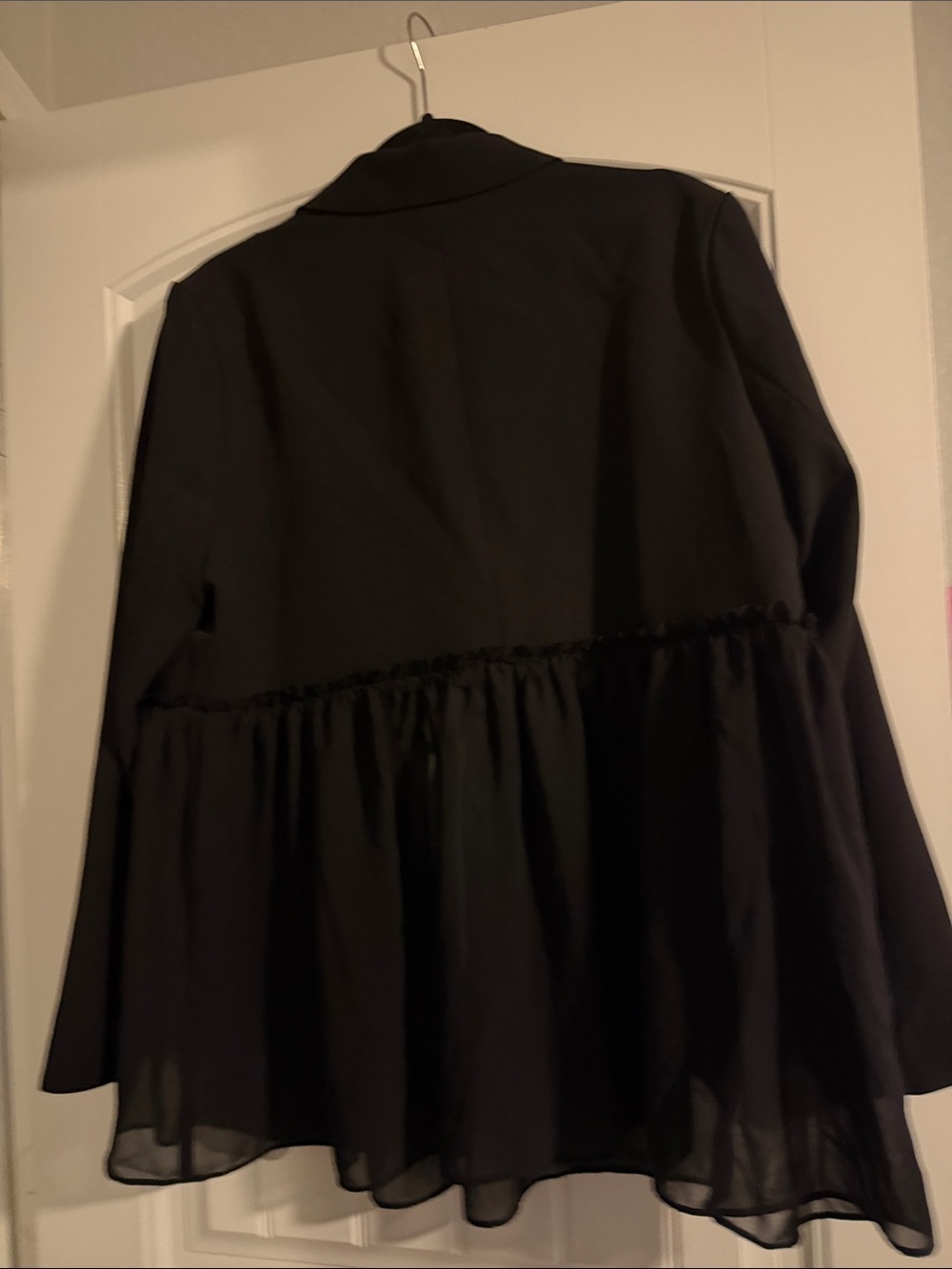 Womens Black Ruffled Hem Blazer Jacket - Picture 2 of 2